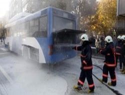 Belediye otobüsünde yangın