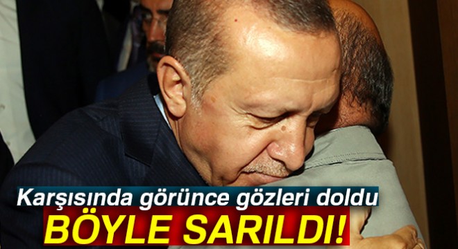 Cumhurbaşkanı Erdoğan, şehit babası ile kucaklaştı